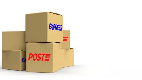 Postal boxes on white background  3d rendering for delivery content. Stock Illustration