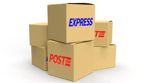 Postal boxes on white background  3d rendering for delivery content. Stock Illustration