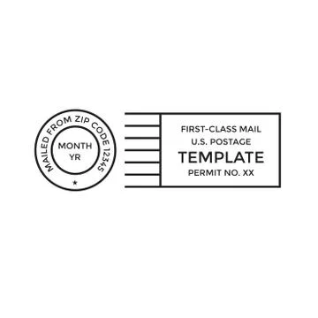 Postal cancellation First Class mail with Postage Paid mark Stock Illustration