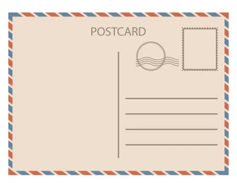 Postal card isolated on white background. Vector illustration. Stock Illustration