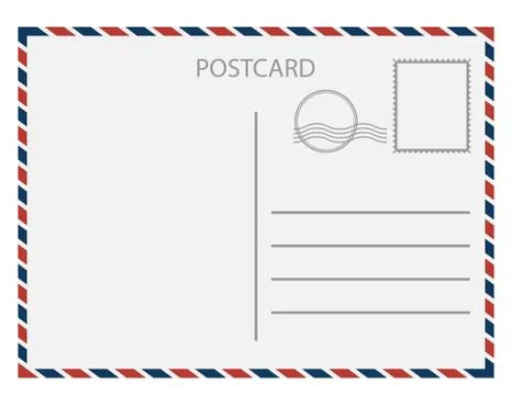 Postal card isolated on white background. Vector illustration. Stock Illustration