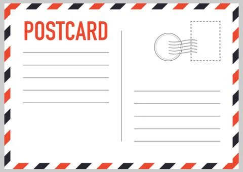 Postal card isolated on white background. Vector illustration Stock Illustration