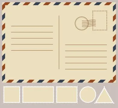 Postal card isolated on white background. Vector illustration Stock Illustration