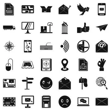 Postal code icons set, simple style Illustrazione stock