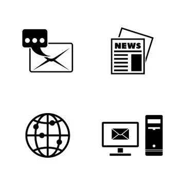 Postal Communication. Simple Related Vector Icons Stock Illustration