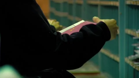Postal Employees Classifying Correspondence at Postal Sorting Center Stock Footage 154875670