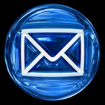 Postal envelope blue, isolated on black background 库存插图