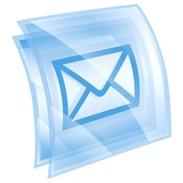 Postal envelope icon blue square, isolated on white background Illustrazione stock