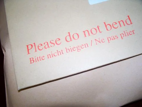 Postal Envelope With 'Please Do Not Bend' on the front of it Stock Photos