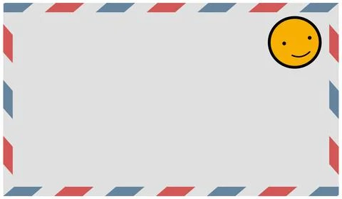 Postal envelope with smiley face isolated on white background. Stock Illustration