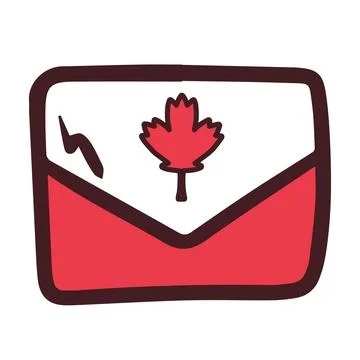 Postal envelope with wedge leaf. Canada Day. Maple leaf as a symbol. 스톡 일러스트
