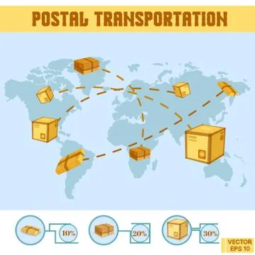 Postal items around the world Иллюстрация