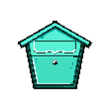 Postal mailbox letter pixel art vector illustration Stock Illustration