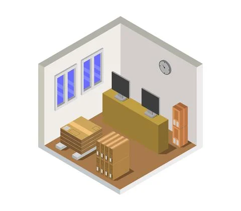 Postal office isometric illustrated on a white background Stock Illustration