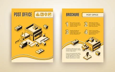 Postal office isometric vector promotion brochure Illustrazione stock