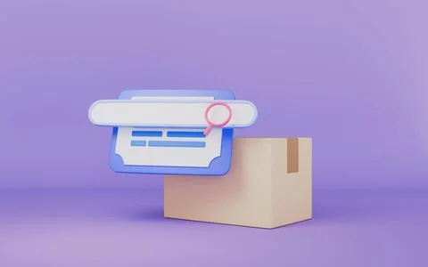 Postal parcel address delivery, Purchase order search bar logistic shipping Stockillustratie