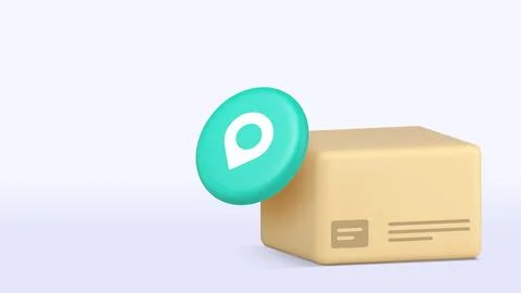 Postal parcel cargo delivery tracking GPS map 3d icon banner copy space vec.. Stock Illustration