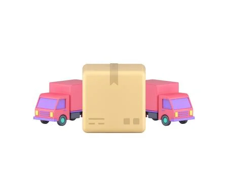Postal parcel cargo moving courier delivery van transportation service 3d ico Stock Illustration