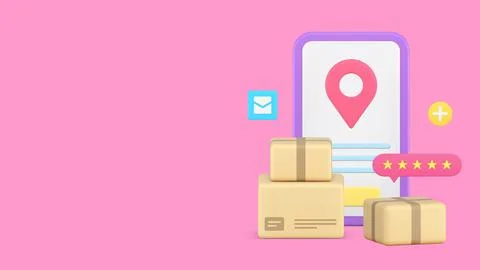 Postal parcel delivery tracking smartphone application banner copy space ve.. 스톡 일러스트