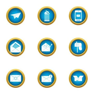 Postal parcel icons set, flat style Stock Illustration