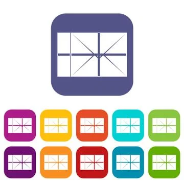 Postal parcel icons set flat Stock Illustration