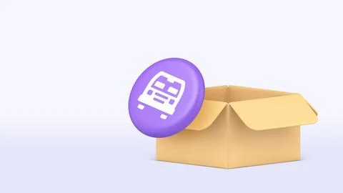 Postal parcel moving cargo delivery logistic service 3d icon banner copy spac Stock Illustration