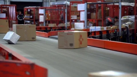 Postal Parcel Sorting Line Stock Footage 127311288