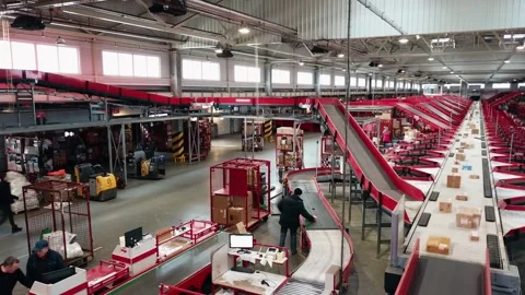 Postal Parcel Sorting Line Stock Footage 170609666