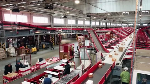 Postal Parcel Sorting Line, Postal Conveyor System Vidéo 156817413