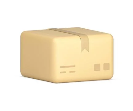 Postal rectangular parcel international delivery stamp tape cardboard box con Stock Illustration