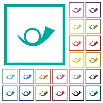 Postal round horn solid flat color icons with quadrant frames Stockillustratie