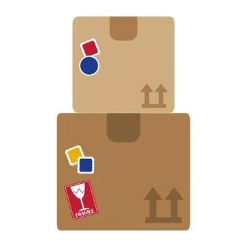 Postal service, stack of cardbord boxes courier delivery Stock Illustration