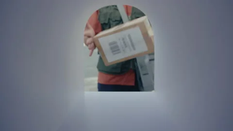Postal Service Worker Delivering Parcel to Mailbox Stock-Footage 236984340