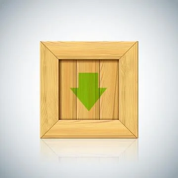 Postal square vector wooden box with green arrow Illustrazione stock