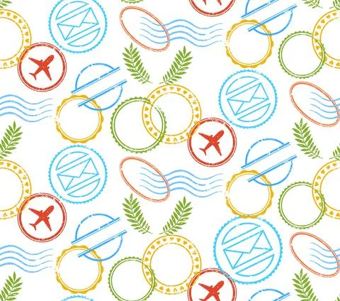 Postal Stamp grunge seamless pattern postmark tag Stock Illustration