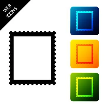 Postal stamp icon isolated. Set icons colorful square buttons. Vector Stock Illustration