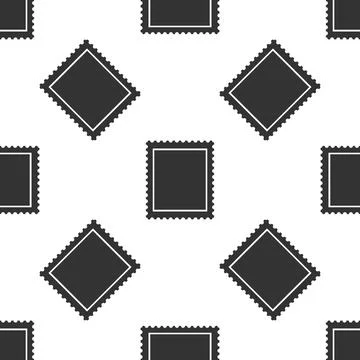 Postal stamp icon seamless pattern on white background. Flat design. Vector 库存插图
