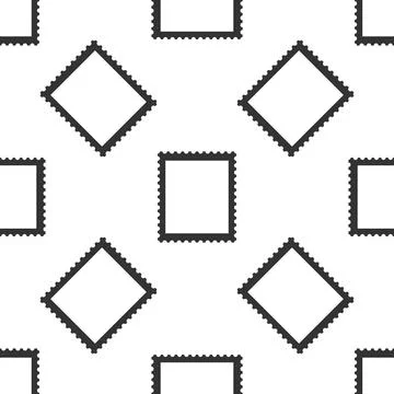 Postal stamp icon seamless pattern on white background. Flat design. Vector Stock Illustration