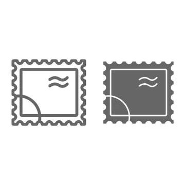 Postal stamp line and solid icon, delivery symbol, Paper retro post stamp vector Illustrazione stock