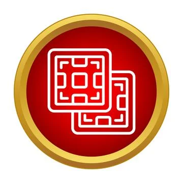 Postal stamp outline vector icon within a red circle Stock Illustration