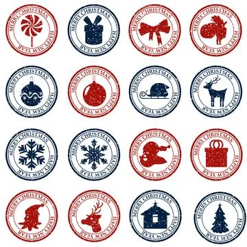 Postal stamp seamless pattern Christmas old postage stamps Stock Illustration