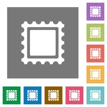 Postal stamp square flat icons Illustrazione stock