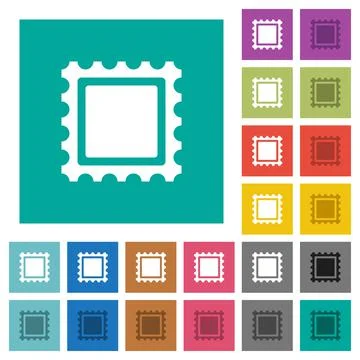 Postal stamp square flat multi colored icons Stock Illustration