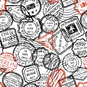 Postal stamps pattern Stock Illustration