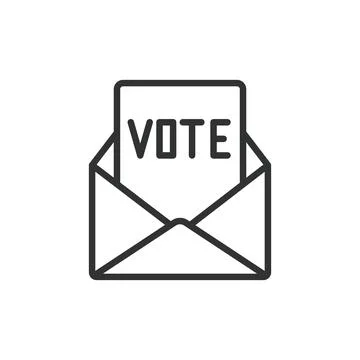 Postal voting icon in line design. Postal, voting, mail, ballot, election Illustrazione stock
