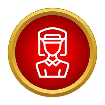 Postal worker delivering mail avatar line icon Stock Illustration