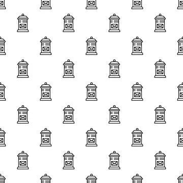 Postbox and letter outline pattern background 库存插图