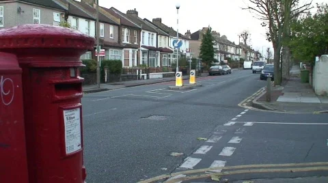 Postbox and Street in London Stock Footage
