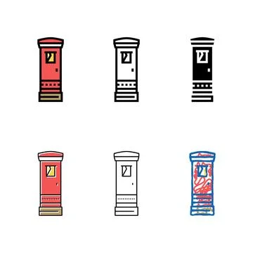 Postbox construction color icon variations vector Stock Illustration