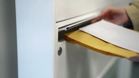 Postbox Envelope Mail Delivery. Inserting Letter Vídeos de archivo 215888860